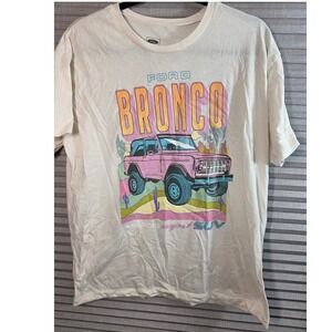 Licensed Ford Bronco Tee Shirt T-Shirt Mens XXL 2X White Pink Graphic SUV Retro